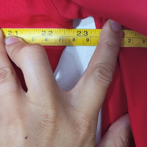 Sophisticate Vintage Red Open Front Cropped Gold Buttons Blazer Jacket Plus Size - Picture 7 of 8